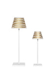 Small Chalky White Cordless Lamp and Delphine in Full Gold Lampshade
