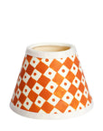 Small Chalky White Cordless Lamp and Tangerine Checkerboard Lampshade