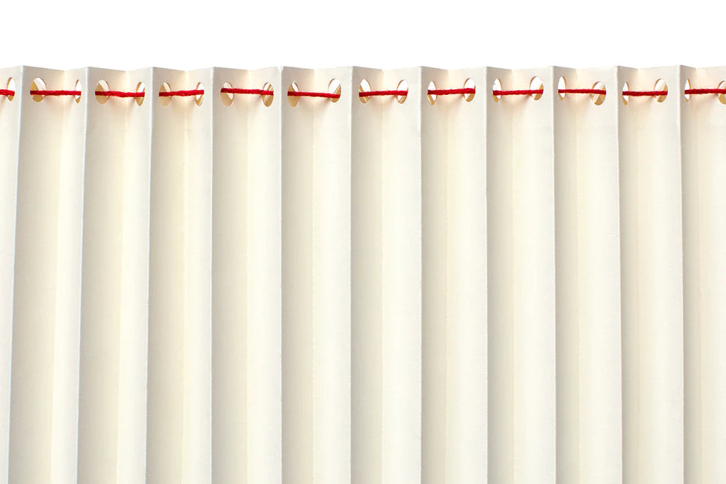 Ivory Pleated Lampshade with Red Cotton
