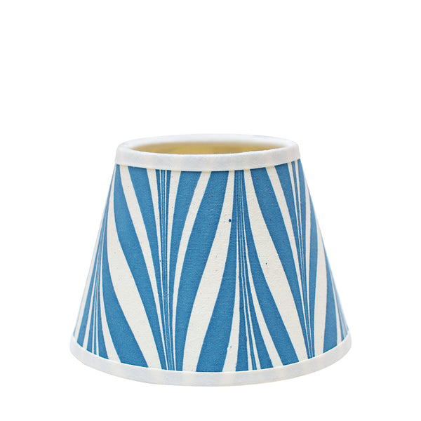 Large Chalky White Cordless Lamp and Blue Banyan Lampshade