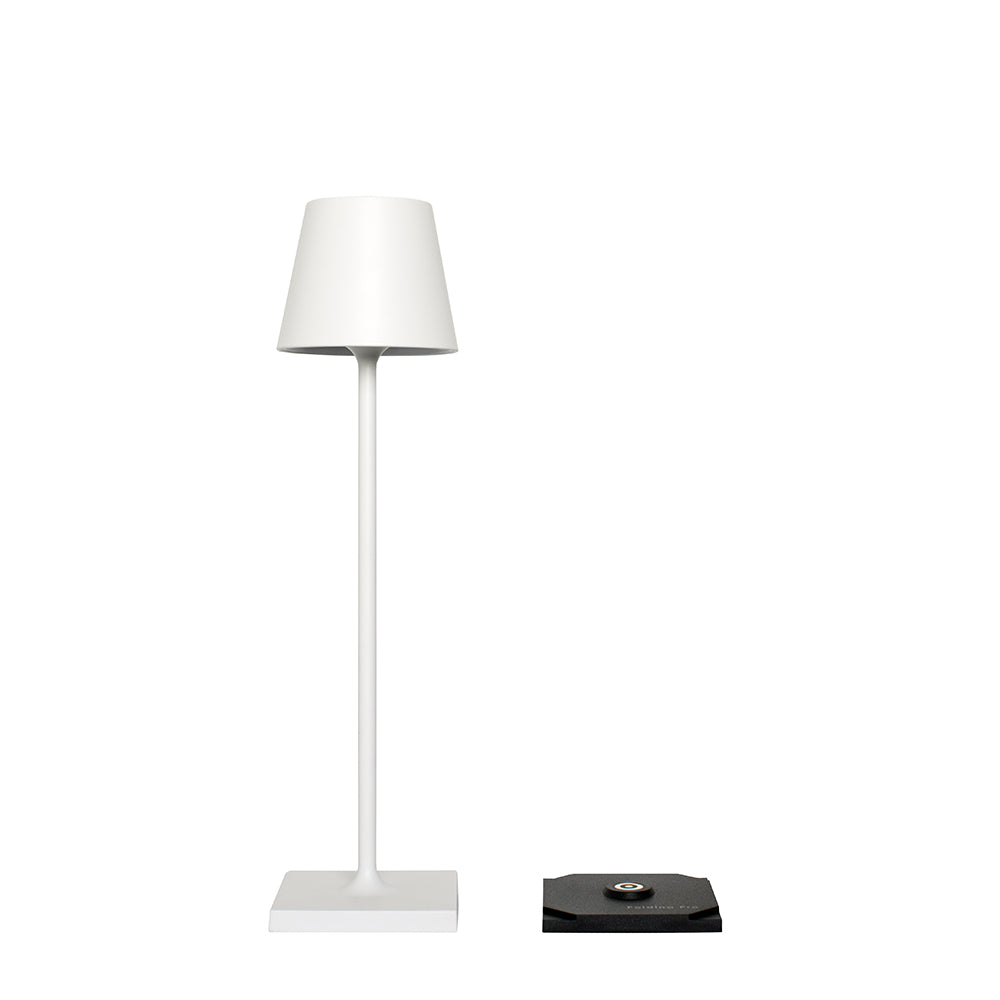 Small Chalky White Cordless Lamp and Delphine in Full Gold Lampshade