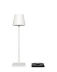 Small Chalky White Cordless Lamp and Delphine in Full Gold Lampshade