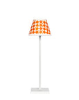 Small Chalky White Cordless Lamp and Tangerine Checkerboard Lampshade