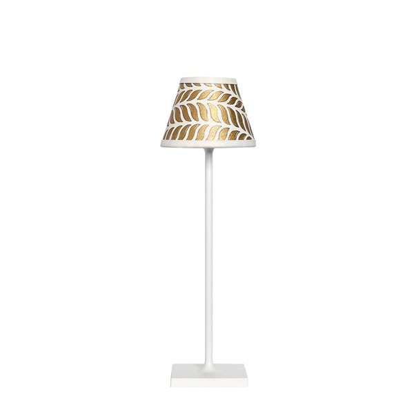 Small Chalky White Cordless Lamp and Delphine in Full Gold Lampshade
