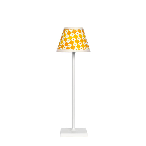 Small Chalky White Cordless Lamps and Sunflower Yellow Lampshade