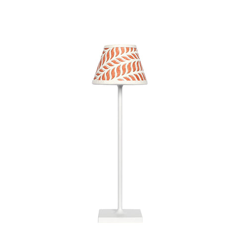 Small Chalky White Cordless Lamp and Delphine Terracotta Lampshade