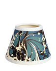 Small Chalky White Cordless Lamp and Modern Blue Floral Lampshade