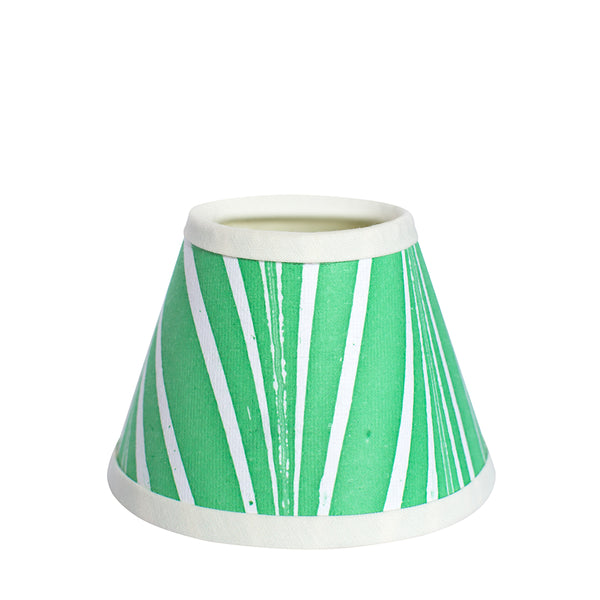 Small Chalky White Cordless Lamp and Green Banyan Lampshade