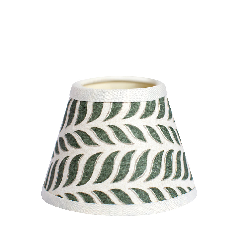 Small Chalky White Cordless Lamp and Delphine in Kelp Lampshade