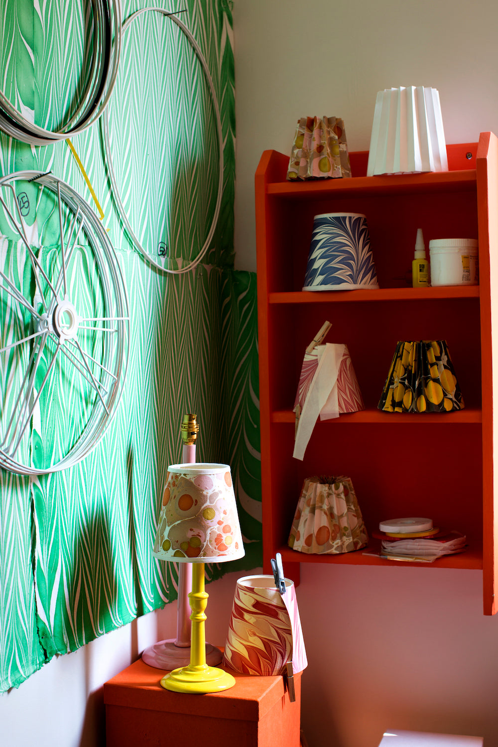 Rosi de Ruig's lampshade studio in West London